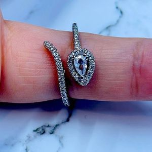 Sterling silver Adjustable teardrop ring